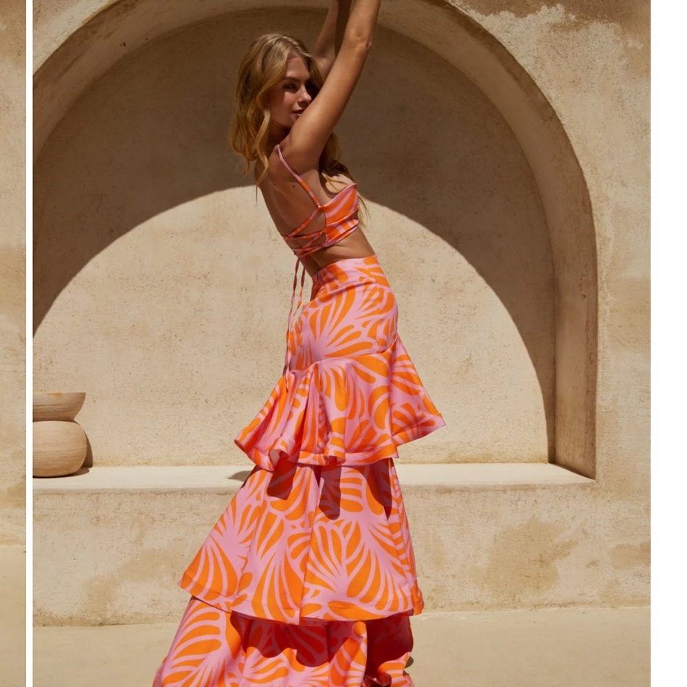 Vibrant Orange and Pink Maxi Dress - Picture 5 of 5